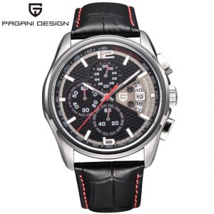 Chrono date silver-black-red 2